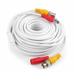 60FT WHITE BNC Plug Play Video Power Cable 4K HD CCTV Security System