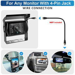 Waterproof 4Pin Rear View Backup Camera For Bus Truck Van RV CCD IR Night Vision