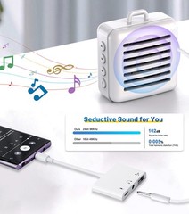USB C to Adapter, 3 in 1 AUX C Adapter with 3.5mm Headphone White