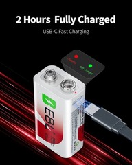 EBL 9V 9 Volt Li-ion USB-C Rechargeable Batteries 5400mWh Lithium Battery Lot