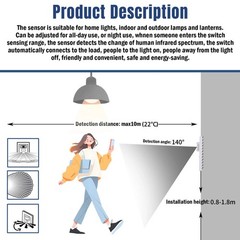 AC100-240V Motion Sensor Switch Durable Construction for Indoor Lamp Control