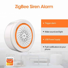 Tuya ZigBee Smart Siren 90dB Sound Light Alarm NAS-AB02BT USB