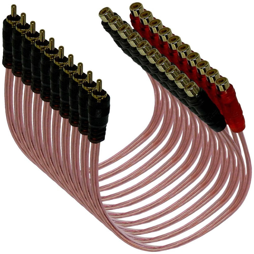 Bulk Lot of 10 Pcs Pack RCA Y-Splitter Cables 1′ Ft Shielded 1 Male to 2 Female