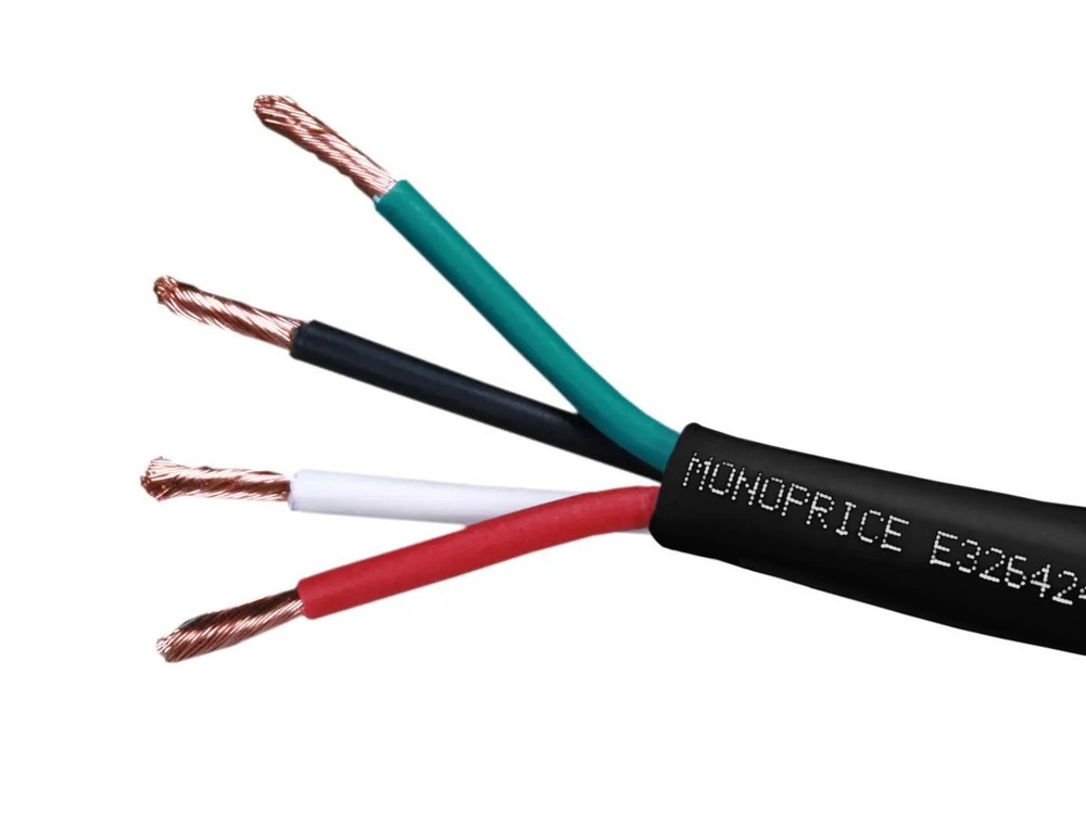 Monoprice Speaker Wire, CL2 Rated, 4-Conductor, 14AWG, 250ft, Black