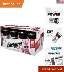Reliable 8 Count D Batteries – Leak-Resistant Design for Household Use