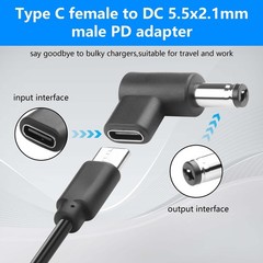 2PCS USB C Female to DC Male 5.5 x 2.1 mm Adapter 90 Degree Angled USB C to D…