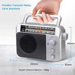 Portable Radios With Best Reception AC or D Battery Powered Analog Radio Sliver