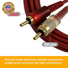 RCA Cables, 2 RCA Stereo Audio Cable – 5 Feet. | Gold-Plated | 2-Male to 2-Male