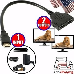 HDMI Port Male to Female 1 Input 2 Output Splitter Cable Adapter Converter 1080P