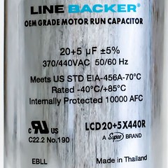 Supco Capacitor Round Dual Run 20 + 5 uf mfd 370/440 Volts for HVAC Motors
