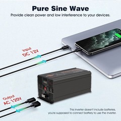 12000W Car Power Inverter DC 12V To AC 110V Sine Wave RV Boat Converter LCD