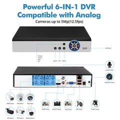 Remote Playback Support 8CH 6-in-1 5MP H.265+ DVR With 1TB Internal Storage HDD