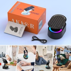 5in1 Wireless Induction Audio Bluetooth Speaker Phone Holder Power Bank LEDLight