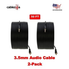 2-Pack -50ft 3.5mm AUX Audio Cable Male/Male Stereo Cord for Car, Phone, Speaker