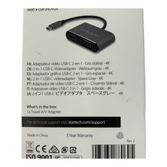 StarTech.com 2-in-1 USB-C Video Adapter Space Gray 4K CDP2HDVGA NEW
