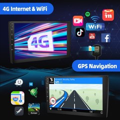 6G+128GB 8-Core Android 15 10.1″ Car Stereo Radio 2 Din GPS Navi WiFi FM Camera