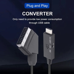 SCART to Hdmi-Compatible Converter Cable 1080P SCART in HDMI Out HD 720P/1080P S