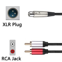 XLR to RCA Splitter Cable 3Pin XLR Female to Dual RCA Male Audio Patch Cord