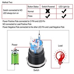 Push Button Starter Switch, 19mm 12V Car Engine Start Button Switch,