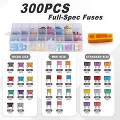 300Pcs Car Fuses Assortment Kit Micro Mini Standard 2A-40A with Storage Box
