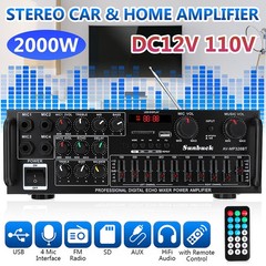 2000W 2CH bluetooth Power Amplifier Stereo Receiver Home Theater Audio Amp