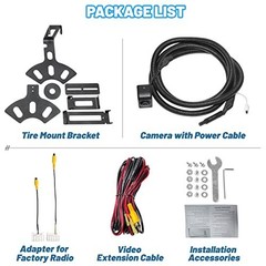Spare Tire Reverse Backup Camera for Jeep Wrangler JK Compass 2007-2018, Adjusta