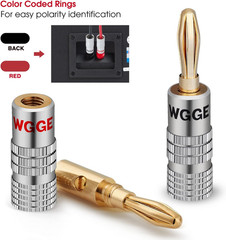 WGGE WG-009 Banana Plugs Audio Jack Connector 5 Pairs / 10 Pcs, 24K Gold Dual Sc