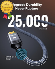High Speed 8K 60Hz HDMI Cable 3.3FT/1M, 2.1 48Gbps HDMI Braided Cable
