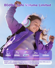 BTH26 Active Noise Cancelling Headphones for Kids, 60H Play Time, Safe Volume 80