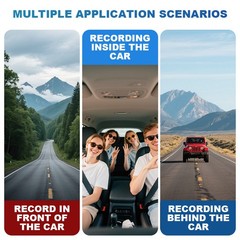 4K Dual Lens Car DVR Camera Dash Cam Front+Rear+Inside Video Recorder G-Sensor