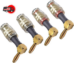 WJSTN Banana Plug to 4mm Female Jack Adapter, Speaker Audio Connectors, 4-Pack