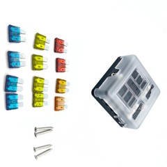6 Way Car Boat Power Distribution Panel Board Blade Fuse Box Block Holder 12-24V