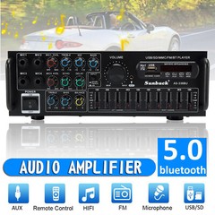 🔥Sunbuck 110V 2000W 2CH EQ Bluetooth Stereo Amplifier Support USB Disk SD Card