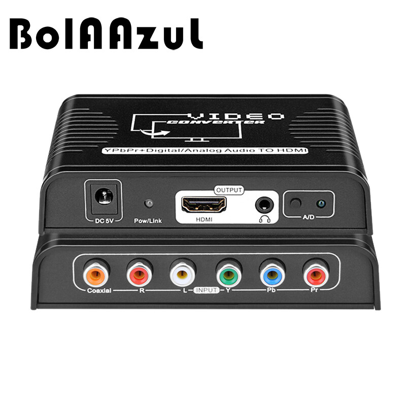 5 RCA Ypbpr Component Coaxial Audio to HDMI Video Converter Adapter for PS2 Xbox