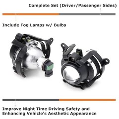 OEM-Spec Projector Lens Fog Light Assemblies Kit w/ H11 Halogen Bulbs,