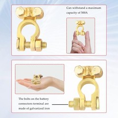 2PCS Positive & Negative Battery Terminal Connectors,Brass Battery Cable Ends…