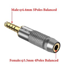 Geekria 4.4mm Male to 3.5mm Female Balanced Gold-Plated Adapter