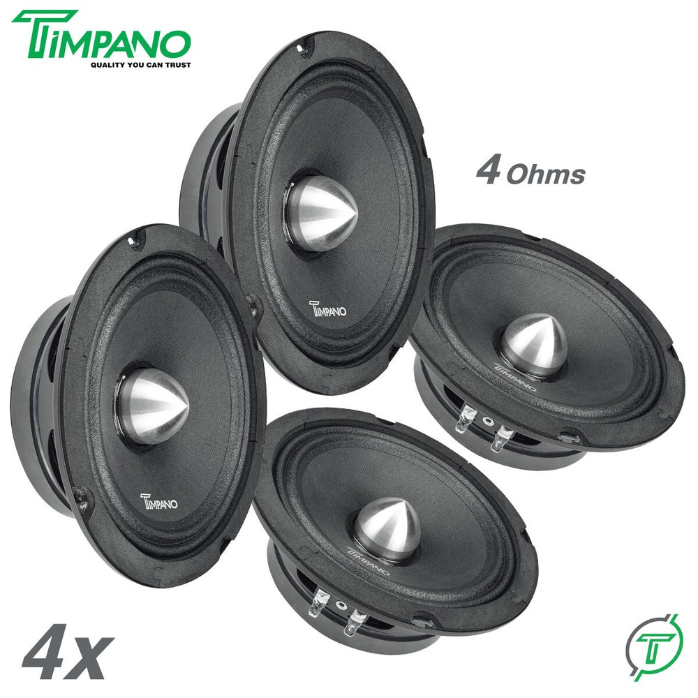 4x Timpano TPT-MR6-4 BULLET 6.5″ Pro Audio Car Speakers 2000W Midrange 4 Ohm