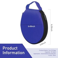 Car CD Storage Case, 28 Capacity Round Portable Oxford Fabric Zipper Disc
