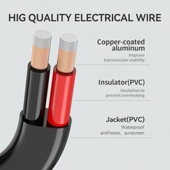 16 Gauge 2 Conductors Electrical Wire, Flexible Low Voltage PVC 50FT 16AWG
