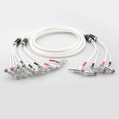 Pair Silver Plated HiFi Audio Bi-wire Speaker Cable Banana Plug Loudspeaker Cord