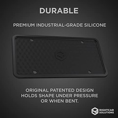 Silicone License Plate Frame Rust Proof, Rattle Proof, Weather Proof Black