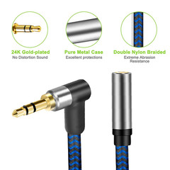 3.5Mm Male to Female Extension Stereo Audio Extension Cable 3FT, Cotton-Braided