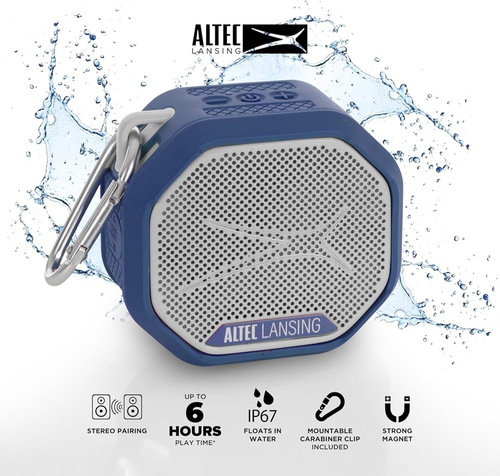 Altec Lansing HydraTrek Magnetic Bluetooth Speaker Waterproof – Periwinkle Blue