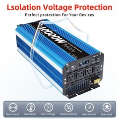 5000W Pure Sine Wave Power Inverter 12V DC to 110V AC 10000W Peak Heavy Duty