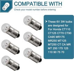 6V 3W 6 Volt 3 Watt Speedo Speedometer Light Bulb (6 pieces) Bulb model: BA9s Mi
