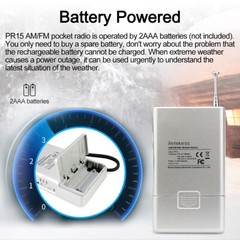 PR15 Pocket FM/AM/NOAA Emergency Weather Radio Little Transistor Tuning Walking