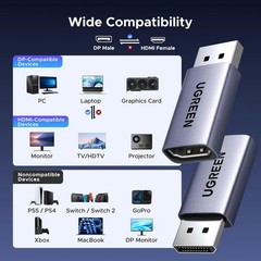 8K@60Hz Active Display Port to HDMI Unidirectional Adapter with 4K@240Hz 2K@2…