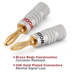 WGGE WG-009 Banana Plugs Audio Jack , 24k Gold Dual Screw Lock Speaker (6 Pairs)
