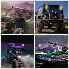 1FT/2FT Spiral LED Fat Whip Light Antenna RGB Chasing For Can-am X3 RZR UTV ATV